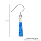 Simulierter Blauer Opal Ohrringe 925 Silber rhodiniert