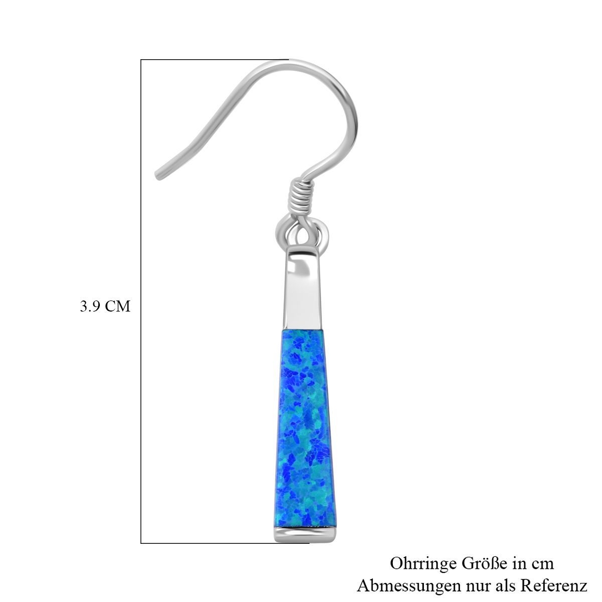 Simulierter Blauer Opal Ohrringe 925 Silber rhodiniert