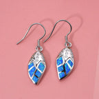 Simulierter Blauer Opal, Weißer Zirkonia Ohrringe 925 Silber rhodiniert