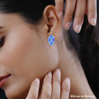 Simulierter Blauer Opal Ohrringe 925 Silber rhodiniert