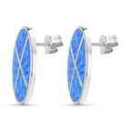 Simulierter Blauer Opal Ohrringe 925 Silber rhodiniert