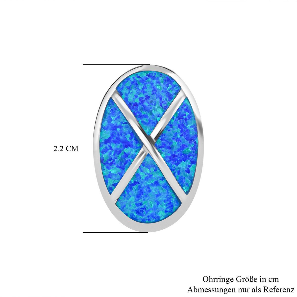 Simulierter Blauer Opal Ohrringe 925 Silber rhodiniert