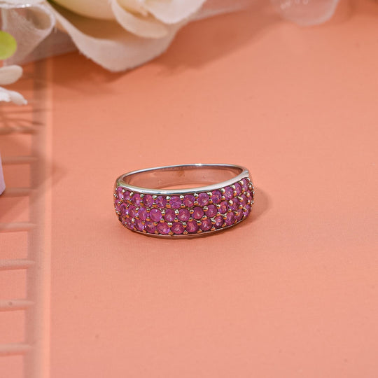 AA Rosa Saphir Ring 925 Silber rhodiniert (Größe 19.00) ca. 1,48 ct