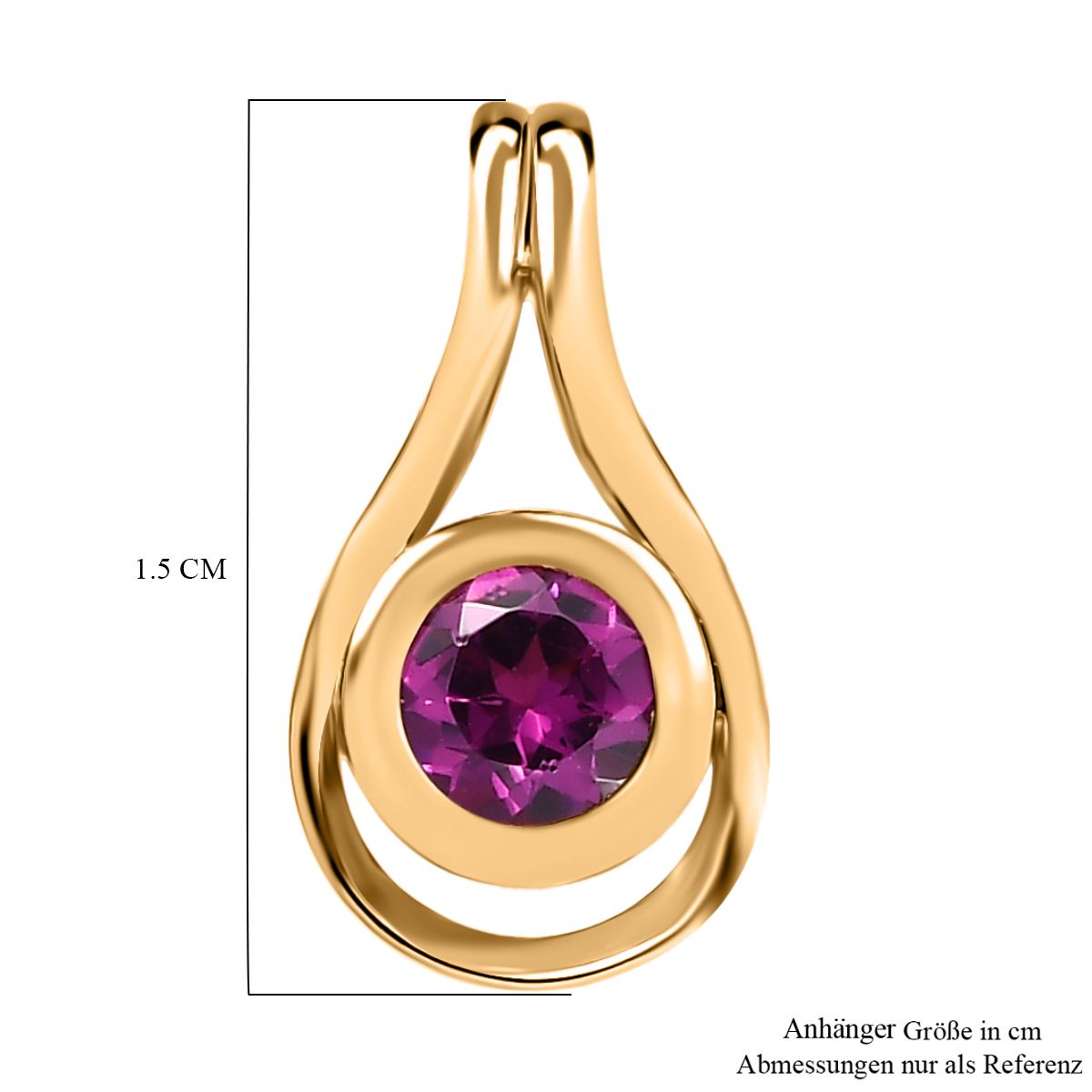 AAA Radiant Ember Garnet Anhänger 925 Silber vergoldet ca. 0,39 ct.