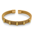 Gelber Kristall Armreif, flexibel (ca. 18-19 cm), 316L Edelstahl, goldfarben