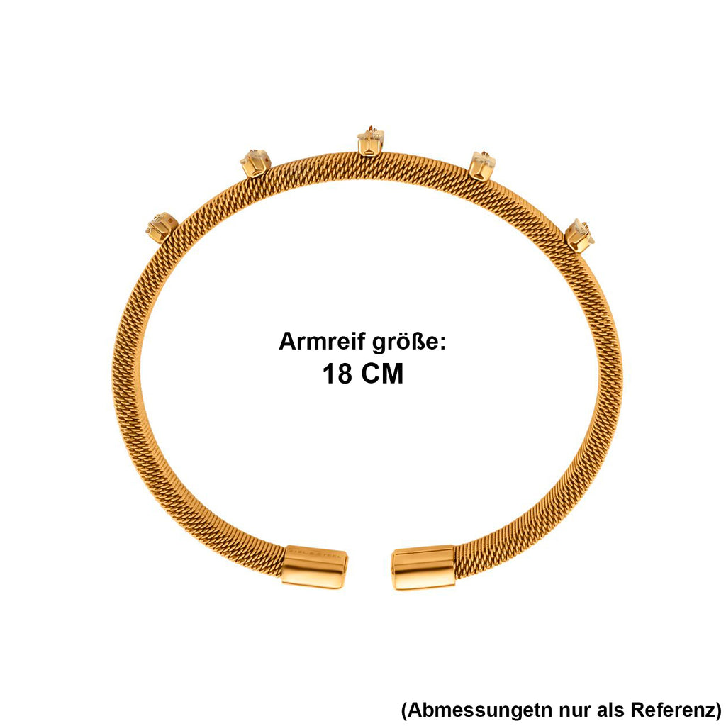 Gelber Kristall Armreif, flexibel (ca. 18-19 cm), 316L Edelstahl, goldfarben