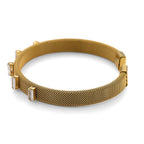 Weißer Kristall Armreif, flexibel (ca. 18-19 cm), 316L Edelstahl, goldfarben