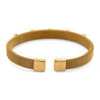 Grüner Kristall Armreif, flexibel (ca. 18-19 cm), 316L Edelstahl, goldfarben