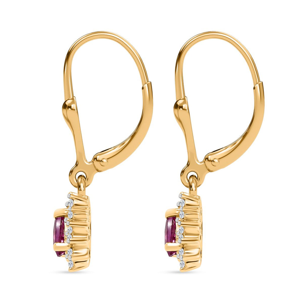 AAA Natürliche Radiant Ember Granat, Weiße Zirkon Ohrringe, 925 Silber 750 Gelbgold Vermeil ca. 0.82 ct