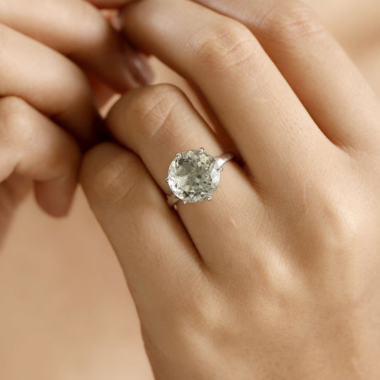 Prasiolite Ring 925 Silber rhodiniert (Größe 18.00) ca. 6.50 ct