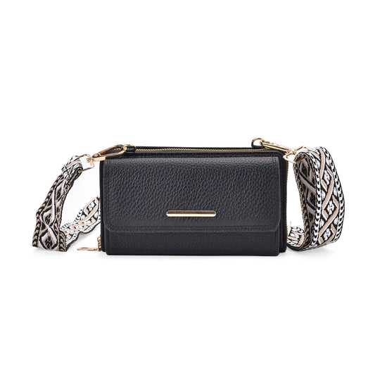 Crossbody-Tasche mit Klappfach und gemustertem Trageriemen, RFID-Schutz, ca. 19x5x11 cm, Grün
