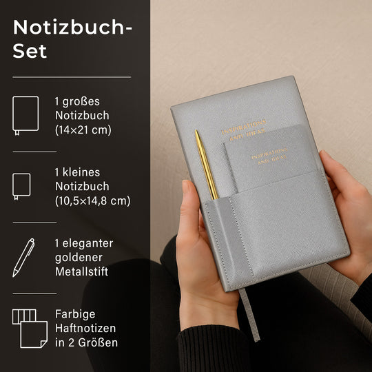 Notizbuch mit Stift und integriertem Mini-Notizbuch, Marineblau