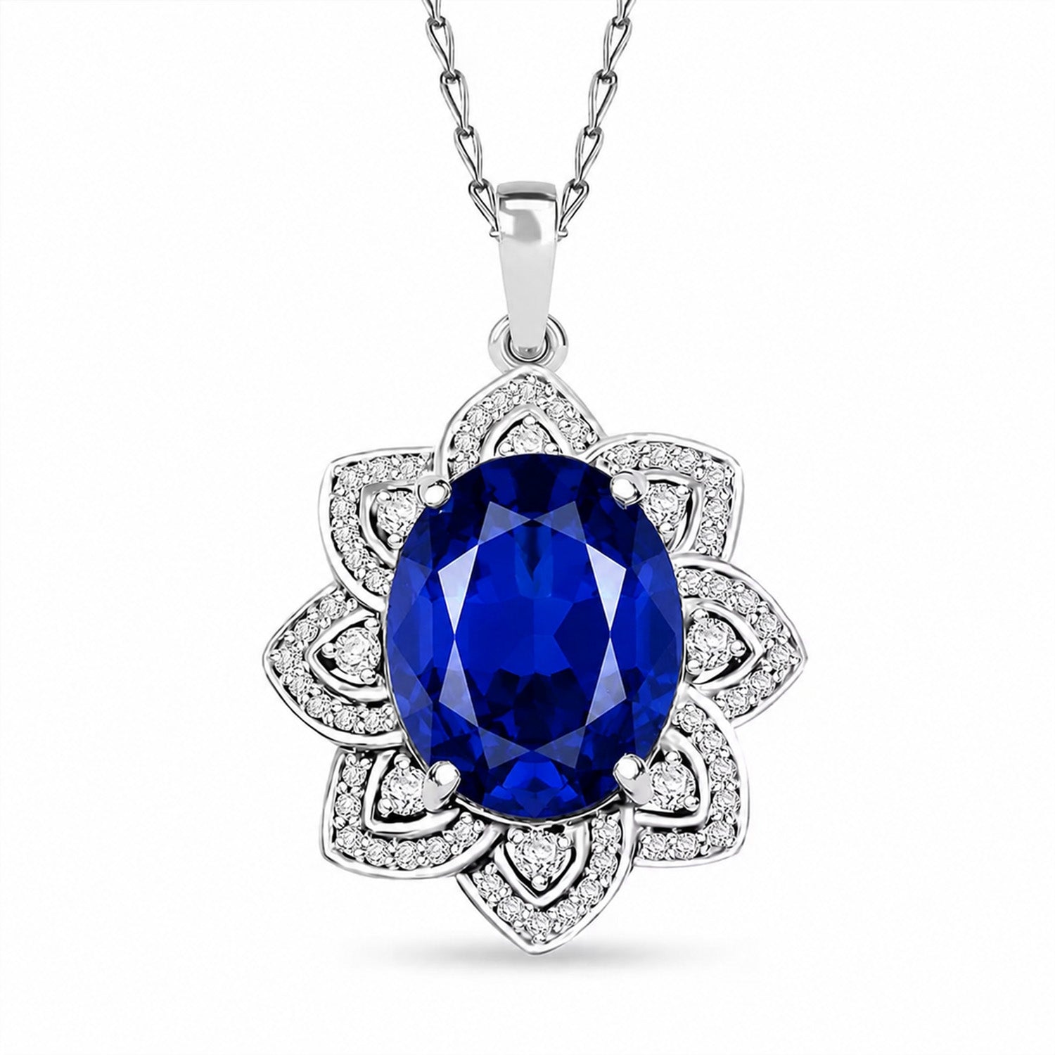 AAAA Tansanit, Weißer Diamant AGI zertifiziert Anhänger 950 Platin ca. 6.15 ct
