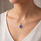 AAAA Tansanit, Weißer Diamant AGI zertifiziert Anhänger 950 Platin ca. 6.15 ct