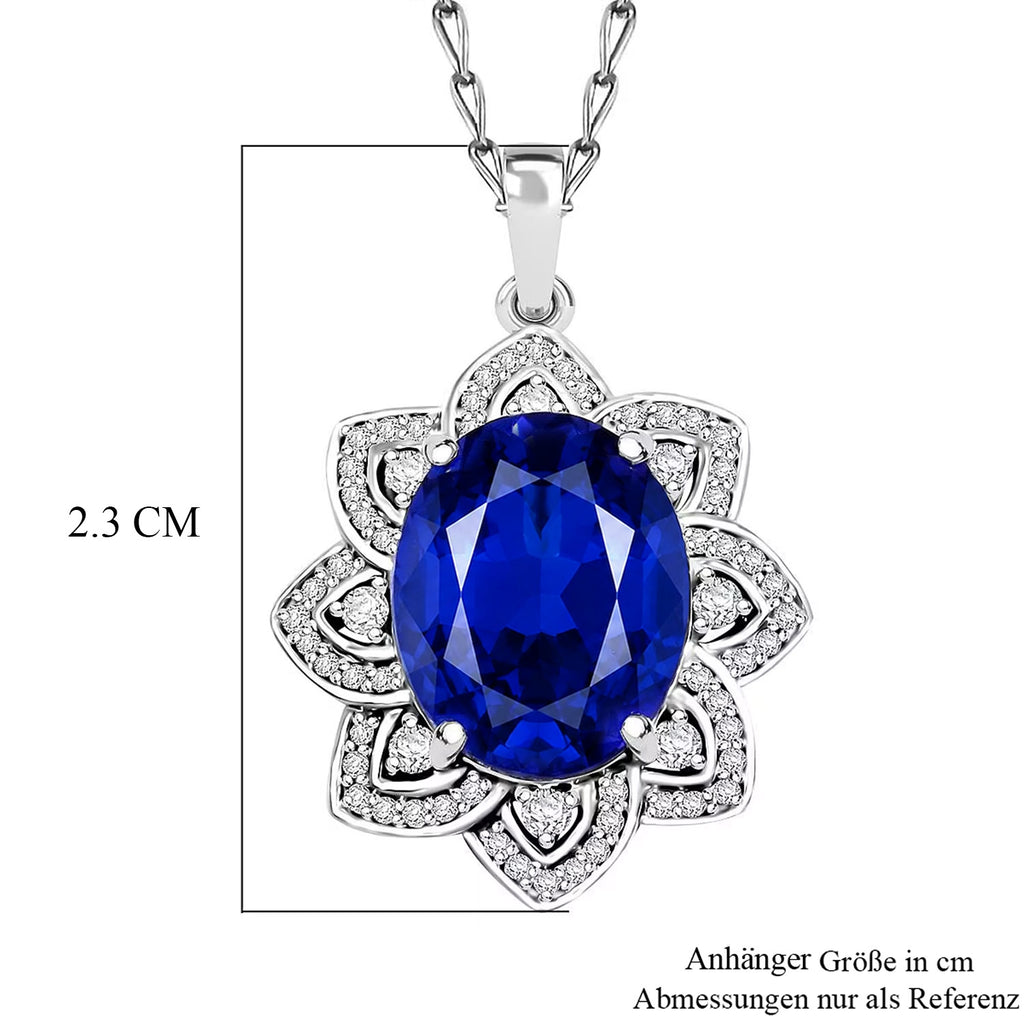 AAAA Tansanit, Weißer Diamant AGI zertifiziert Anhänger 950 Platin ca. 6.15 ct