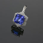 AAAA Tansanit, Weißer Diamant Anhänger 950 Platin ca. 4,20 ct.