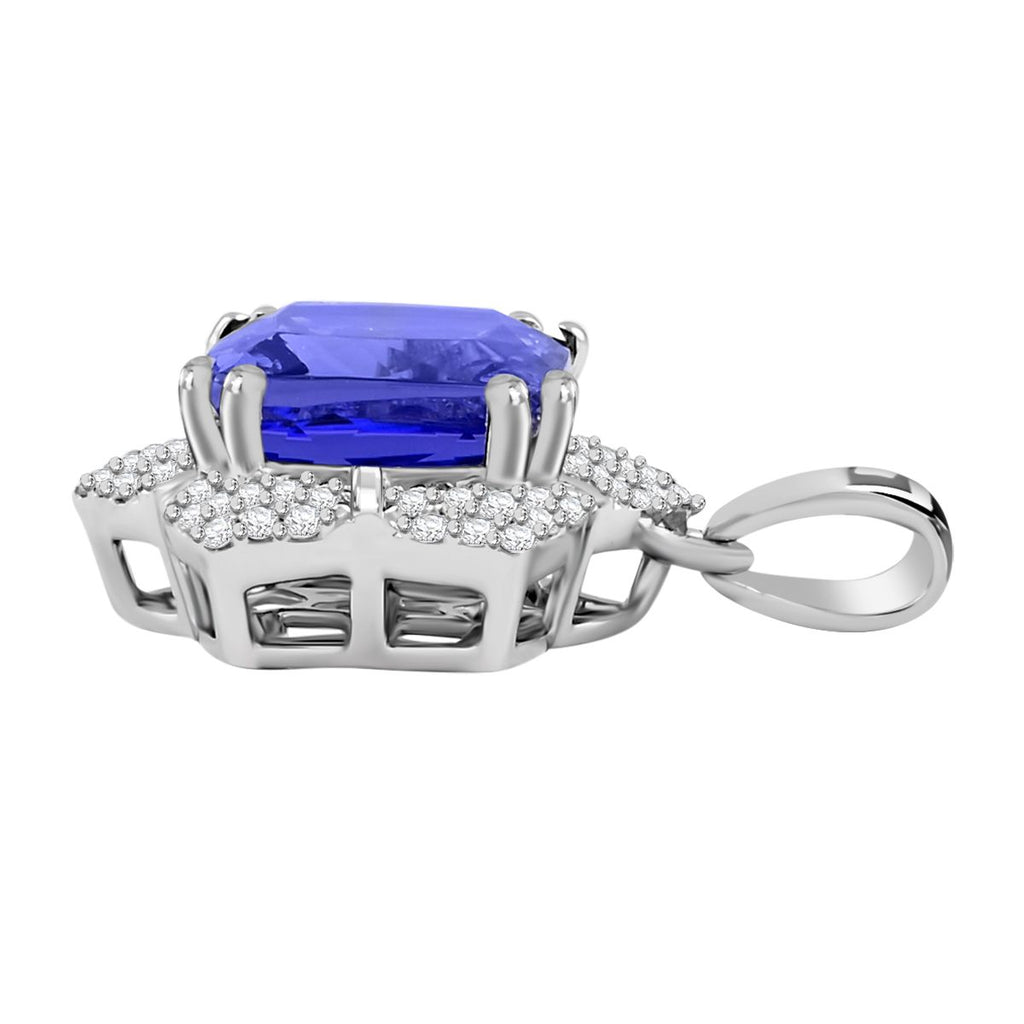 AAAA Tansanit, Weißer Diamant Anhänger 950 Platin ca. 4,20 ct.
