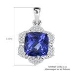 AAAA Tansanit, Weißer Diamant Anhänger 950 Platin ca. 4,20 ct.