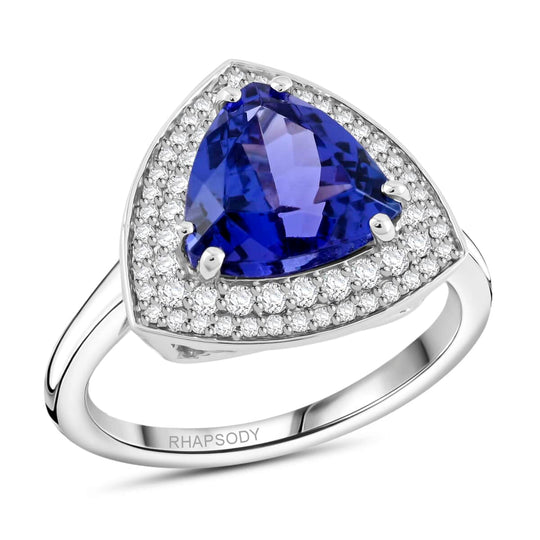 RHAPSODY AAAA Tansanit, Weißer Diamant Ring 950 Platin (Größe 19.00) ca. 3,51 ct