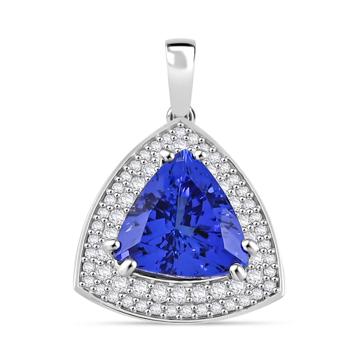 Rhapsody AAAA Tansanit, Weißer Diamant Anhänger 950 Platin ca. 3.16 ct