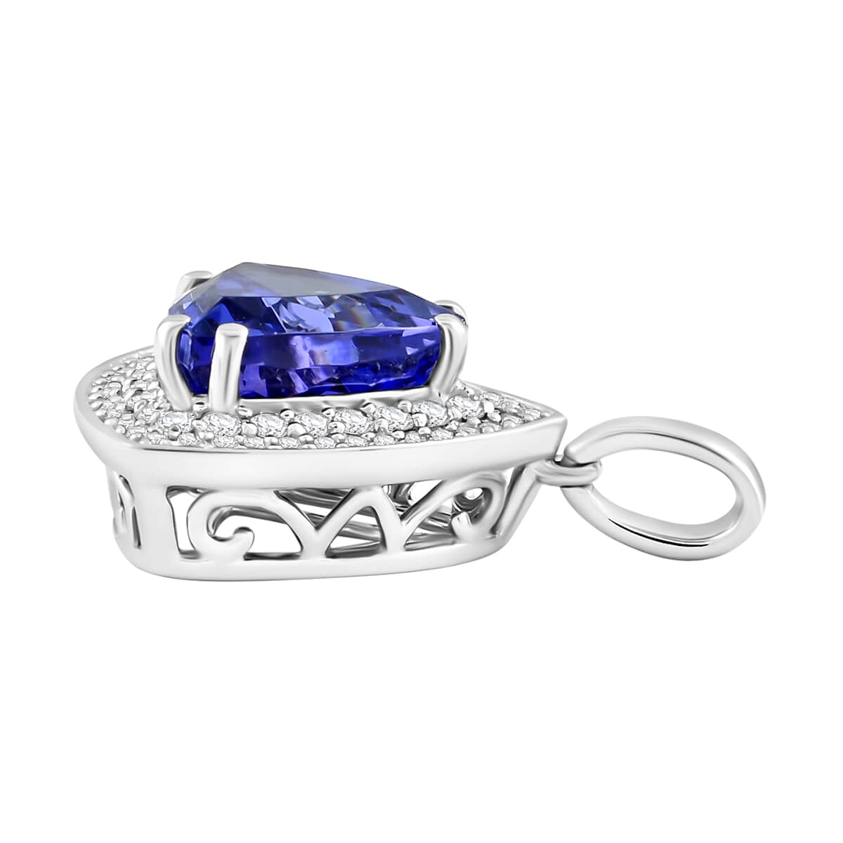 Rhapsody AAAA Tansanit, Weißer Diamant Anhänger 950 Platin ca. 3.16 ct