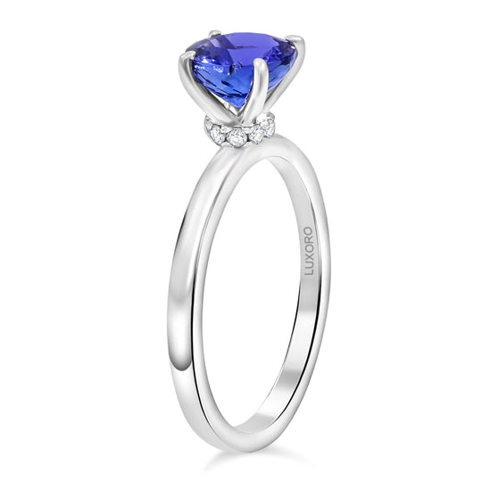 AAA Tansanit, Weißer Diamant Ring 417 Weiß Gold (Größe 20.00) ca. 1.62 ct