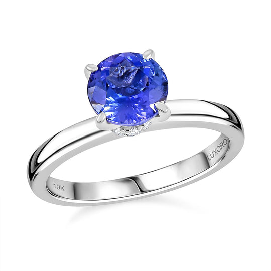AAA Tansanit, Weißer Diamant Ring 417 Weiß Gold (Größe 20.00) ca. 1.62 ct