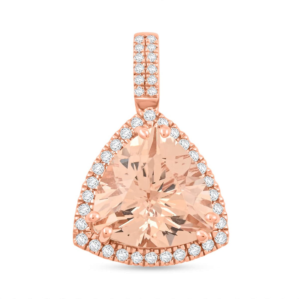 AAA Morganit, Weißer Diamant Anhänger 417 Gold ca. 5,05 ct.