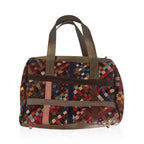 Chaos by Elsie, Crossbody-Tasche aus echtem Leder, Multicolor mit Krokoprägung, RFID-Schutz und Mini-Taschenlampe, ca. 31,5 x 17,5 x 19,5 cm