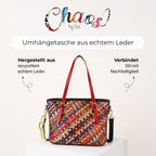 Chaos by Elsie, Multifunktionale Crossbody- und Schultertasche aus echtem Leder, Multicolor mit gewebtem Muster, RFID-Schutz und Mini-Taschenlampe, ca. 35 x 14 x 27 cm