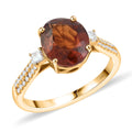 LUXORO AAA Honig Granat, Weißer Diamant Ring 417 Gold (Größe 20.00) ca. 3,60 ct