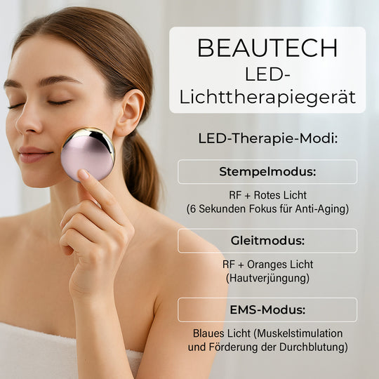 BEAUTECH - RF EMS Beauty-Gerät, 3 Modi, 3 Intensitätsstufen, Vibration, Aluminiumlegierung, mit Ladebasis, 80x77x36?mm, Silber
