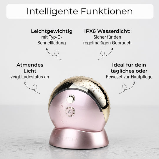 BEAUTECH - RF EMS Beauty-Gerät, 3 Modi, 3 Intensitätsstufen, Vibration, Aluminiumlegierung, mit Ladebasis, 80x77x36?mm, Silber