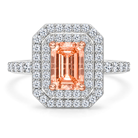 LUXURIANT VS Labor Rosa Diamant und VS-EF Labor Diamant Ring in 585 Roségold und Weißgold - 2,50 ct.