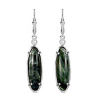 Sibirischer Seraphinite, Weiße Zirkon Ohrringe, 925 Silber platiniert ca. 9.37 ct