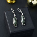 Sibirischer Seraphinite, Weiße Zirkon Ohrringe, 925 Silber platiniert ca. 9.37 ct