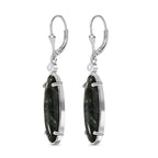 Sibirischer Seraphinite, Weiße Zirkon Ohrringe, 925 Silber platiniert ca. 9.37 ct