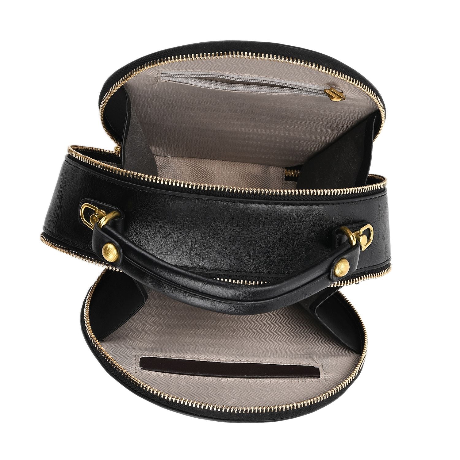 Runde Crossbody-Bag mit Pflaumenblüten-Prägung, 19x8x18 cm, Braun