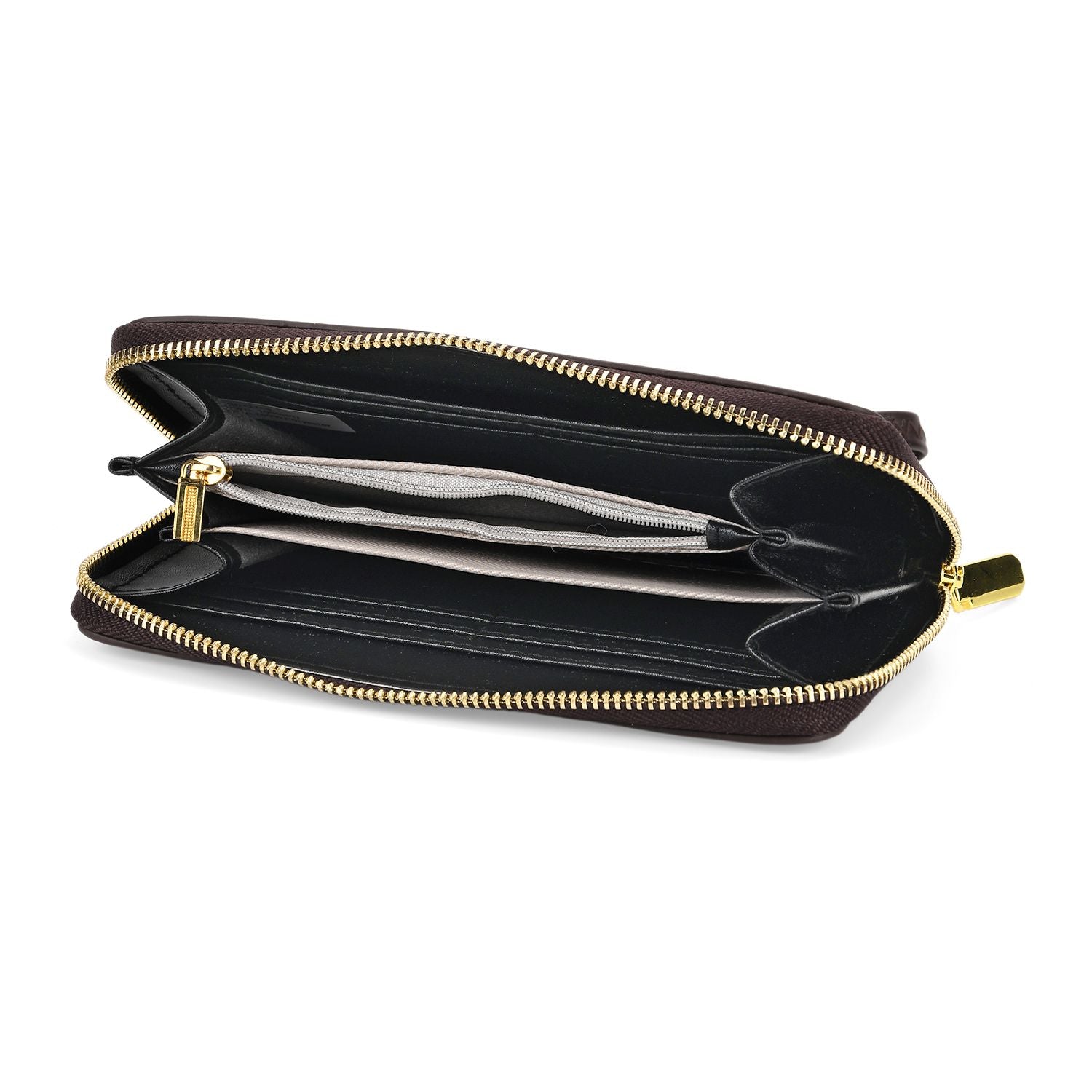 Langes Portemonnaie mit Handriemen, Struktur-Design, Handbemalt, Braun
