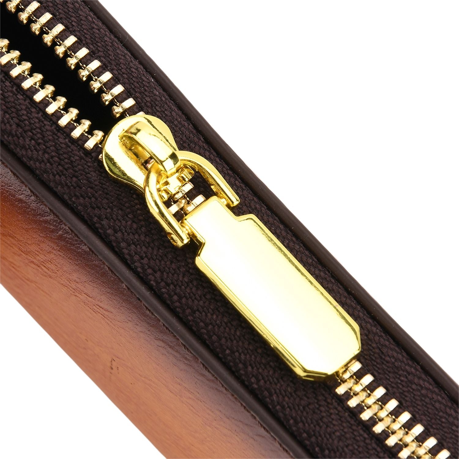 Langes Portemonnaie mit Handriemen, Struktur-Design, Handbemalt, Braun