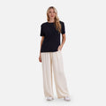 Locker geschnittene Damenhose mit Gummibund, Einheitsgröße, Beige