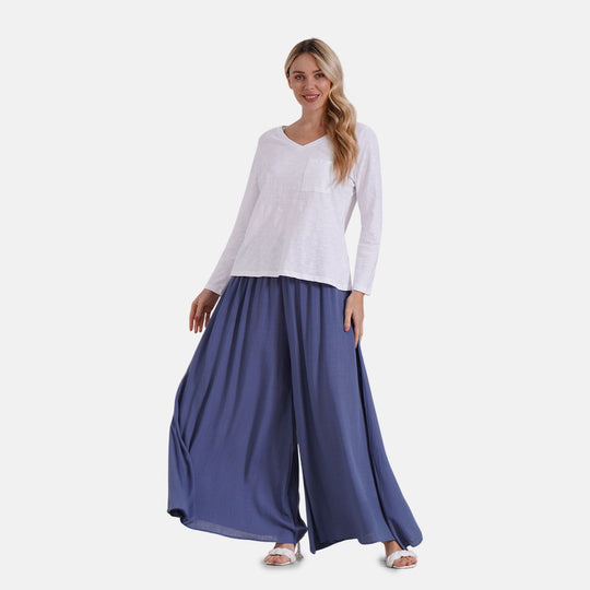 Gesmokte Taillen-Culottes, locker, bequem, elastischer Bund, 100 % Viskose, Einheitsgröße, Rosa