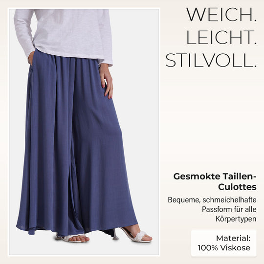 Gesmokte Taillen-Culottes, locker, bequem, elastischer Bund, 100 % Viskose, Einheitsgröße, Rosa