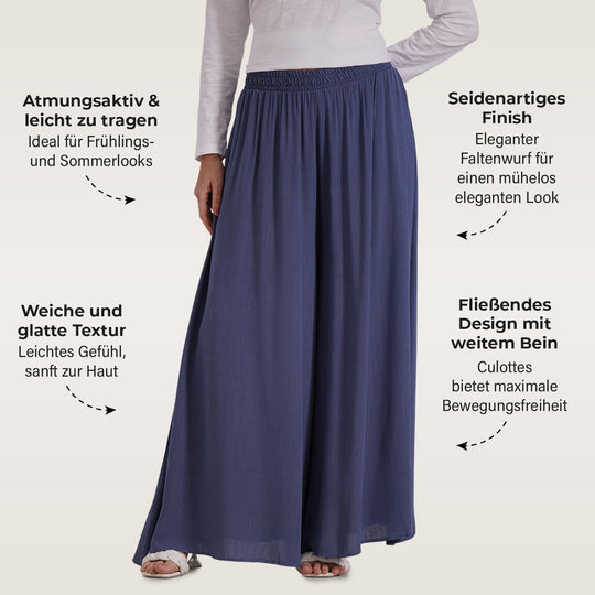 Gesmokte Taillen-Culottes, locker, bequem, elastischer Bund, 100 % Viskose, Einheitsgröße, Rosa