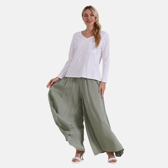 Gesmokte Taillen-Culottes, locker, bequem, elastischer Bund, 100 % Viskose, Einheitsgröße, Rosa