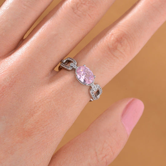Rosa Zirkonia, Weißer Zirkonia Ring Messing (Größe 17.00) 0.26 ct