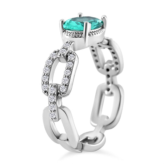 Grüner Zirkonia, Weißer Zirkonia Ring Messing (Größe 17.00) 0.26 ct