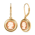 Italienische Kamee Conch-Muschel Ohrringe, Goldton