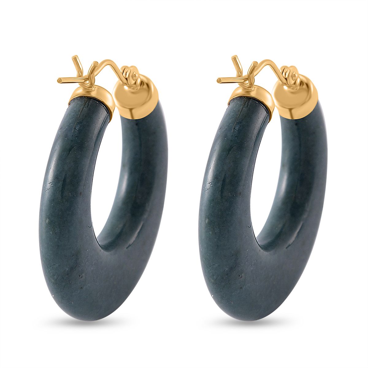 D'Joy EXTREM SELTEN - Natürlicher Jade Ohrringe 925 Silber vergoldet ca. 62.00 ct