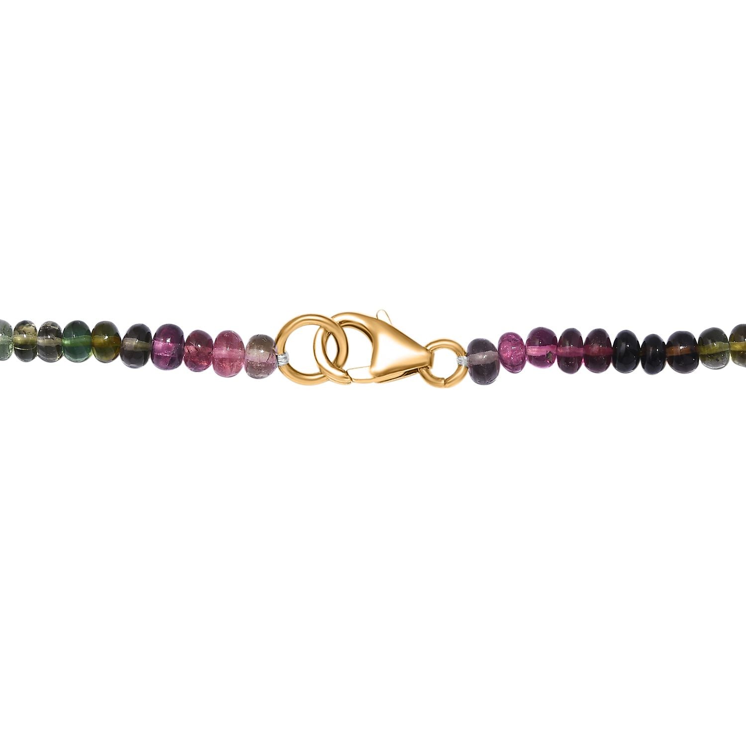 AAA Mehrfarbige-Turmalin Halskette ca. 45 cm 585 Gold ca. 75.00 ct